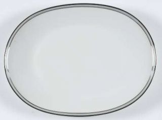 Heinrich   H&C Grey Luster 13 Oval Serving Platter, Fine China Dinnerware   Gra