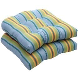 Outdoor Blue And Green Stripe Wicker Seat Cushions (set Of 2) (Blue, greenMaterials 100 percent polyesterFill 100 percent virgin polyester fiber fillClosure Sewn seam Weather resistantUV protectionCare instructions Spot clean onlyDimensions 19 inches