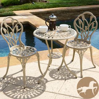 Christopher Knight Home Nassau Sand Bistro Set (SandSome assembly required, instructions and tools includedSturdy constructionTulip designNeutral colors to match any outdoor decorIdeal for an outdoor meal in your backyard areaChair Dimensions 33.5 inches