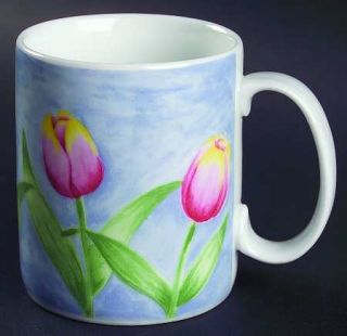 Coventry (PTS) Spring Tulip Mug, Fine China Dinnerware   Red&Yellow Tulips On Bl
