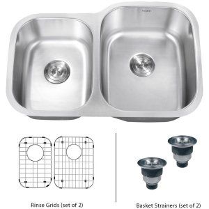 Ruvati RVM4315 Parmi Undermount 16 Gauge 32 Kitchen Sink Double Bowl