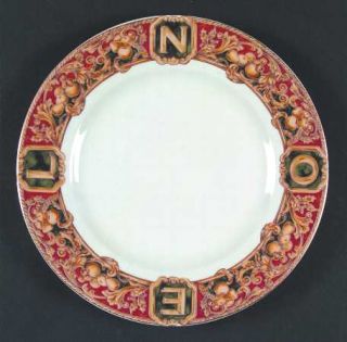 American Atelier Noel Dinner Plate, Fine China Dinnerware   Green Marble,Red Ber