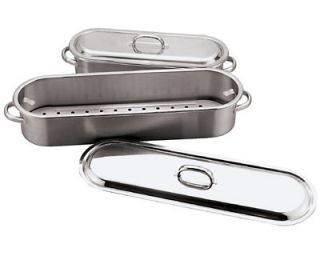 World Cuisine Fish Poacher w/ Lid & Rack, 6.25 x 18.5 in, Stainless Steel