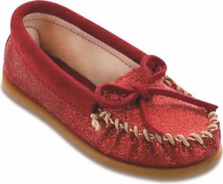 Infants/Toddlers Minnetonka Glitter Moc   Red Glitter Slip on Shoes