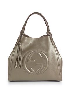 Gucci Soho Metallic Leather Shoulder Bag   Gunmetal