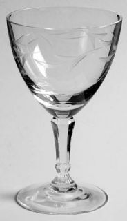 Fostoria Serenade Wine Glass   Stem #6086,Polish Cut #864,Leaf Cut Bowl