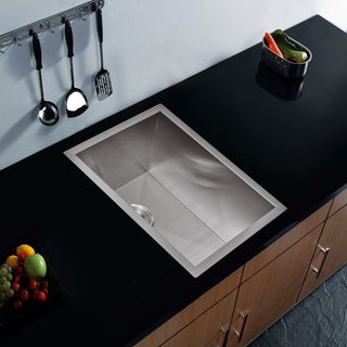 Water Creation Zero Radius Single Bowl Stainless Steel Undermount Bar Sink With Drain And Strainer