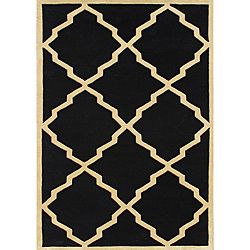 Handmade Metro Black Wool Rug (7 X 9)