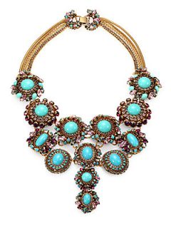 Erickson Beamon Girls On Film Swarovski Crystal Multi Row Necklace   Turquoise 