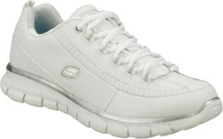Womens Skechers Synergy Elite Status   White/Silver Casual Shoes
