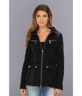 DKNY Short Zip Front Soft Shell Womens Coat (Black)