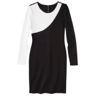 Mossimo Womens Asymmetrical Colorblock Scuba Dress   Black/White L