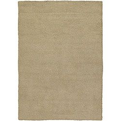 Hand woven Mandara Beige Wool Shag Rug (2 X 3)