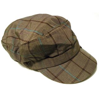 Pug Gear Womens Brown Plaid Newsboy Hat