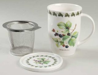 Portmeirion Pomona Tisanieres Set Mug, Metal Filter, & Coaster, Fine China Dinne