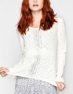 Crochet Inset Womens Sweater White In Sizes Small, X Small, X Large,