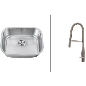 Ruvati RVC2484 Combo Stainless Steel Kitchen Sink and Stainless Steel Set