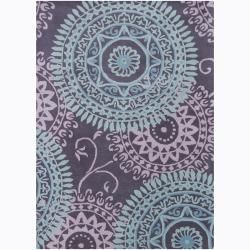 Bajrang Hand tufted Abstract Wool Rug (7x10) (Blue, purplePattern AbstractTip We recommend the use of a  non skid pad to keep the rug in place on smooth surfaces. All rug sizes are approximate. Due to the difference of monitor colors, some rug colors ma