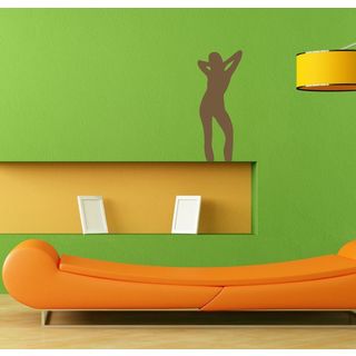 Female Figure Silhouette Brown Vinyl Sticker Wall Decal (Glossy brownTheme Modern circles strip Materials VinylIncludes One (1) wall decalEasy to apply; comes with instructions Dimensions 15 inches wide x 35 inches longAll measurements are approximate