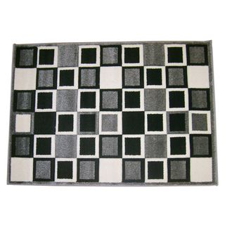 Modern Deco Gray Squares Rug (39 X 51)