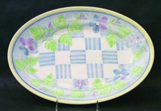 Bella Summer Sorbet 14 Oval Serving Platter, Fine China Dinnerware   Checkerboa