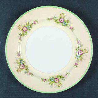 Celebrate Ceb33 Dinner Plate, Fine China Dinnerware   Green Band, Floral Sprays,