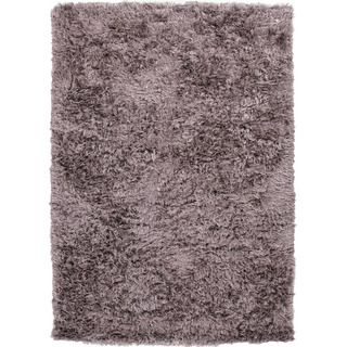 Hand woven Shags Solid Pattern Gray/ Black Rug (8 X 10)