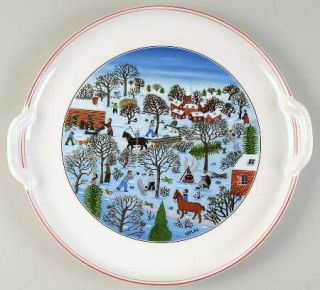 Villeroy & Boch Naif Christmas Handled Cake Plate, Fine China Dinnerware   Villa