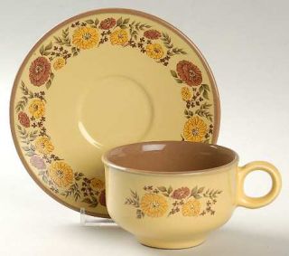 Taylor, Smith & T (TS&T) Indian Summer Flat Cup & Saucer Set, Fine China Dinnerw
