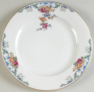 Royal Bayreuth Franklin Luncheon Plate, Fine China Dinnerware   Floral, White Ba
