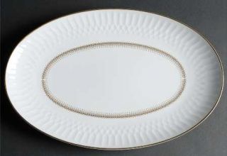 Noritake Irmina 16 Oval Serving Platter, Fine China Dinnerware   Rippled Border