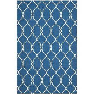 Safavieh Hand woven Moroccan Dhurrie Dark Blue Wool Rug (5 X 8)