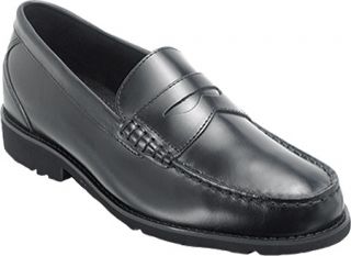 Mens Rockport Shakespeare Circle   Black Brush Off Leather Penny Loafers