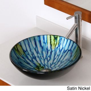 Elite Tempered Glass Vessel Hand painting Technology Waterfall Faucet/ Sink (MulticolorFaucet settings Vessel style faucetType Bathroom vessel sink Material High grade tempered glassHole size requirements 1.75 inch standard drain openingOversized glas