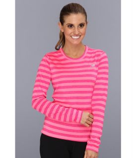 New Balance Novelty Striped L/S Top Womens T Shirt (Pink)