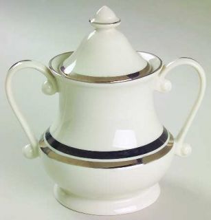 Edgerton Solitaire Sugar Bowl & Lid, Fine China Dinnerware   Thick Plat Trim,