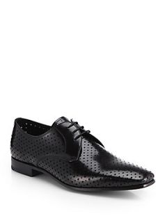 Prada Perforated Derby Oxford Shoes   Black