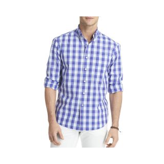 Izod Long Sleeve Lightweight Plaid Shirt, Purple, Mens