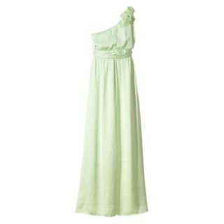 TEVOLIO Womens Satin One Shoulder Rosette Maxi Dress   Mint   4