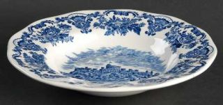 Wedgwood Royal Homes Of Britain Blue Rim Soup Bowl, Fine China Dinnerware   Blue
