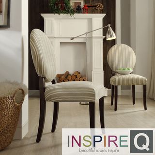 Inspire Q Zoey Colby Striped Fabric Round Back Side Chairs (set Of 2)
