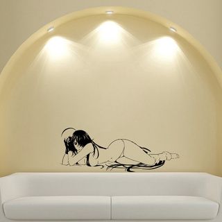 Japanese Manga Girl Stripper Vinyl Wall Sticker (Glossy blackEasy to applyInstructions includedDimensions 25 inches wide x 35 inches long )
