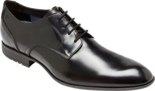 Mens Rockport Dialed In Plaintoe   Black Brush Off Leather Lace Up Shoes