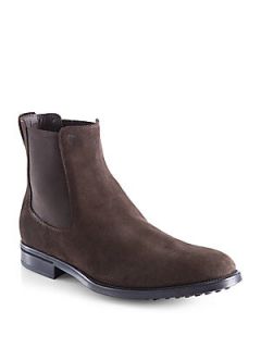 Tods Suede Chelsea Boots   Brown  Tods Shoes