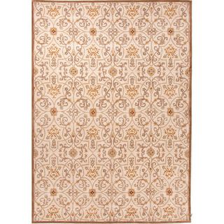Hand tufted Transitional Oriental Pattern Yellow Rug (5 X 8)