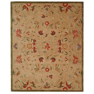 Handmade Descent Beige Wool Rug (8 X 10) (BeigePattern OrientalMeasures 0.625 inch thickTip We recommend the use of a non skid pad to keep the rug in place on smooth surfaces.All rug sizes are approximate. Due to the difference of monitor colors, some r