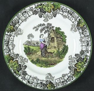 Spode Byron Multicolor (Green Trim) Salad Plate, Fine China Dinnerware   People,