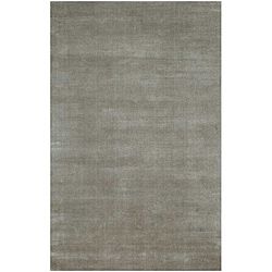 Hand woven Solid Grey Wool And Art Silk Rug (2 X 3)