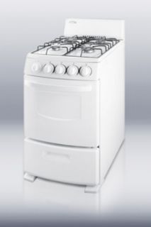 Summit Refrigeration 20 in Deluxe Range w/ 2.6 cu ft Oven Capacity, Apartment Size, LP or NG