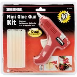 Dual temp Red Mini Glue Gun Kit (RedSize 5.5 inches long x 3.5 inches wide x 1 inch thickHigh temperature glue gun is ideal for hobbies, arts and crafts and repairs on a variety of materials including wood, metal, plastic, leather and more Low temperatur